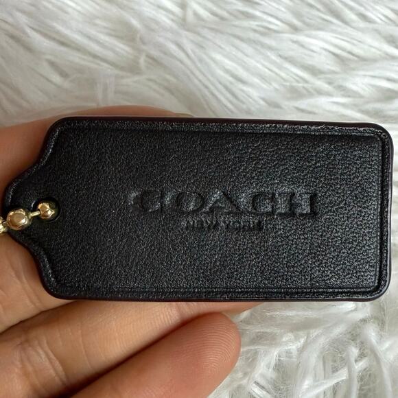 2" COACH Black Brown Fob Bag Charm Hang tag Hangtag - Picture 1 of 3